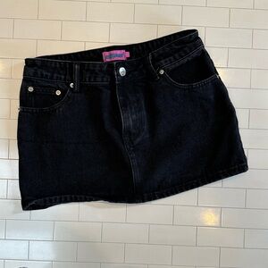 EDIKTED Black Denim Mini Skirt (S)